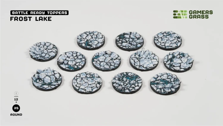 Gamers Grass Frost Lake Topper Round 25mm (x12) 4