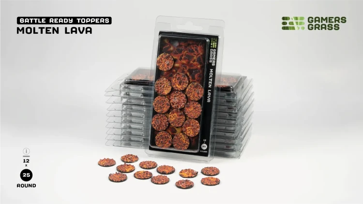 Gamers Grass Molten Lava Topper Round 25mm (x12) 3