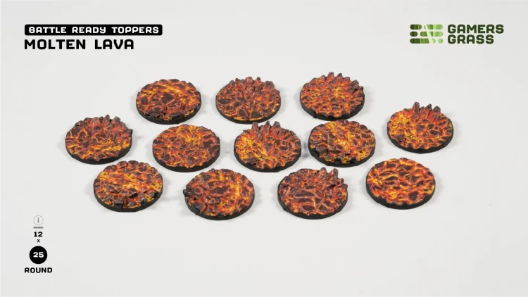 Gamers Grass Molten Lava Topper Round 25mm (x12) 4