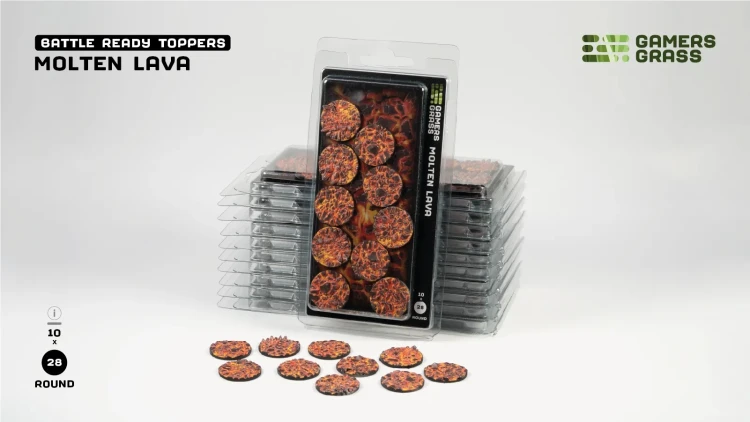 Gamers Grass Molten Lava Topper Round 28mm (x10) 1
