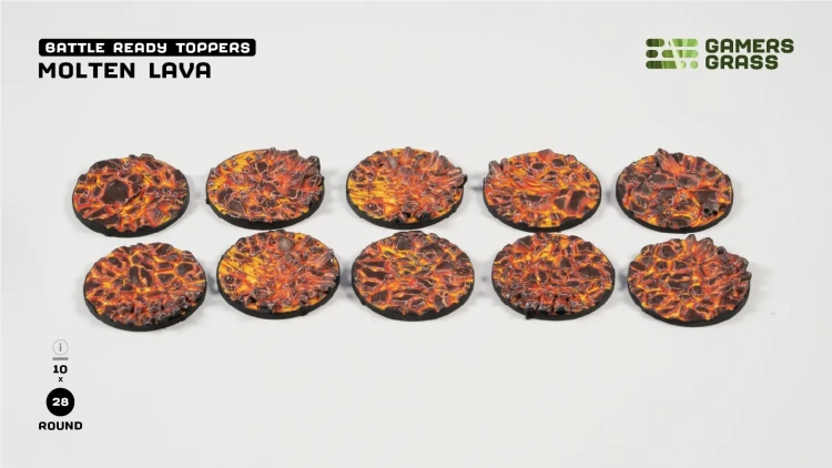 Gamers Grass Molten Lava Topper Round 28mm (x10) 4