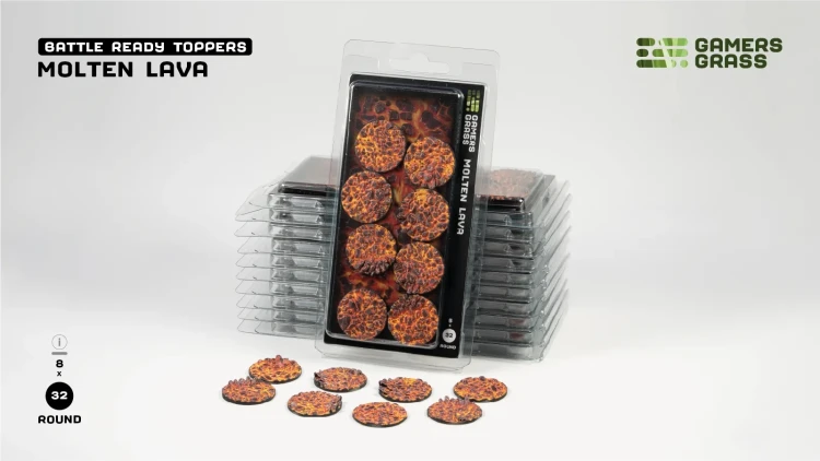 Gamers Grass Molten Lava Topper Round 32mm (x8) 3