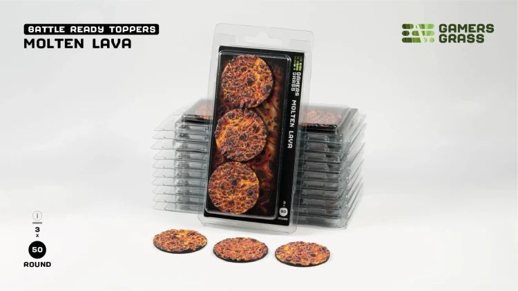 Gamers Grass Molten Lava Topper Round 50mm (x3) 3
